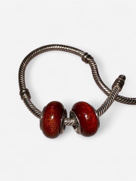 Pandora Jewelry - Retired Pandora Brown Wood-Look Murano Glass Spacer Charm Set